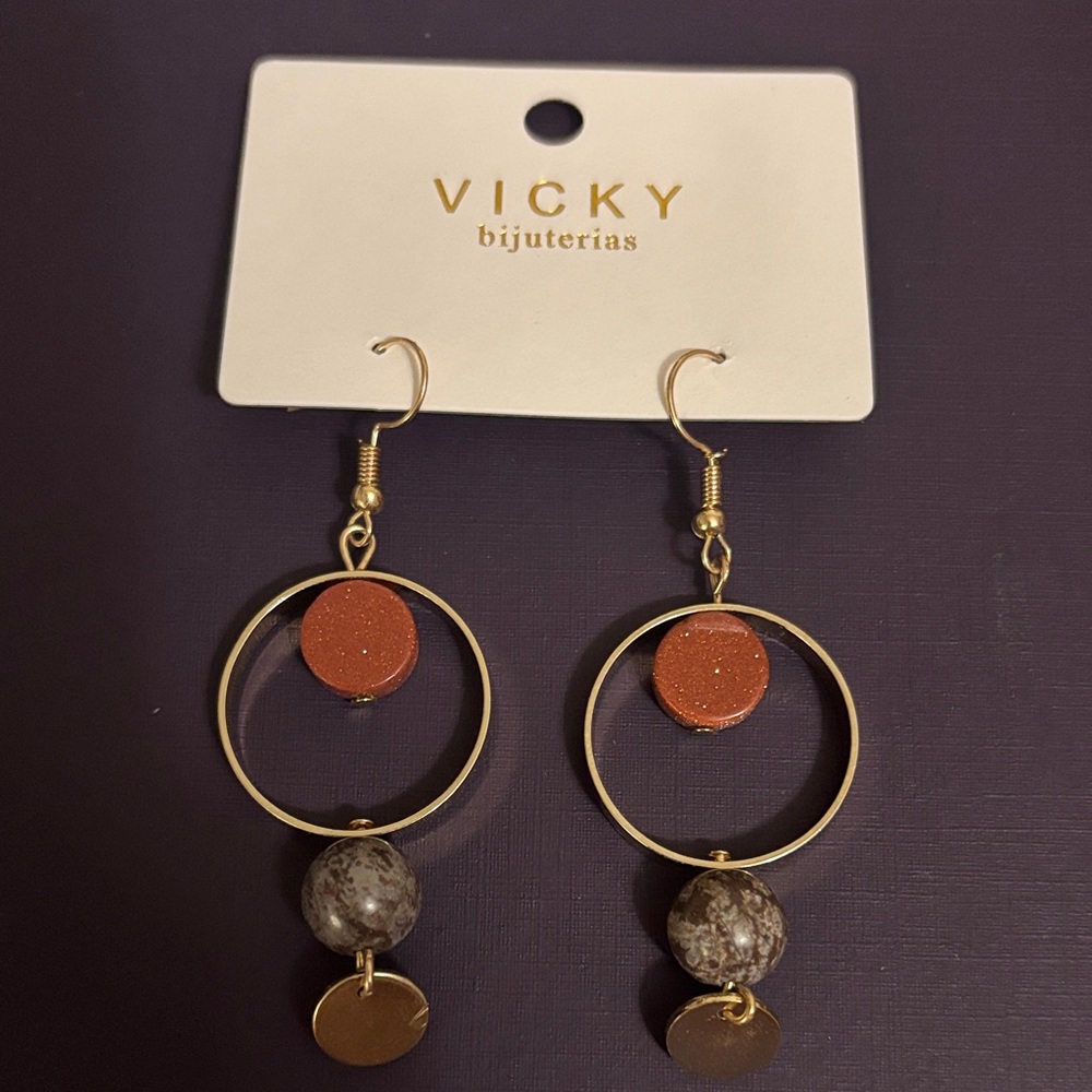 Gold and Brown Earrings